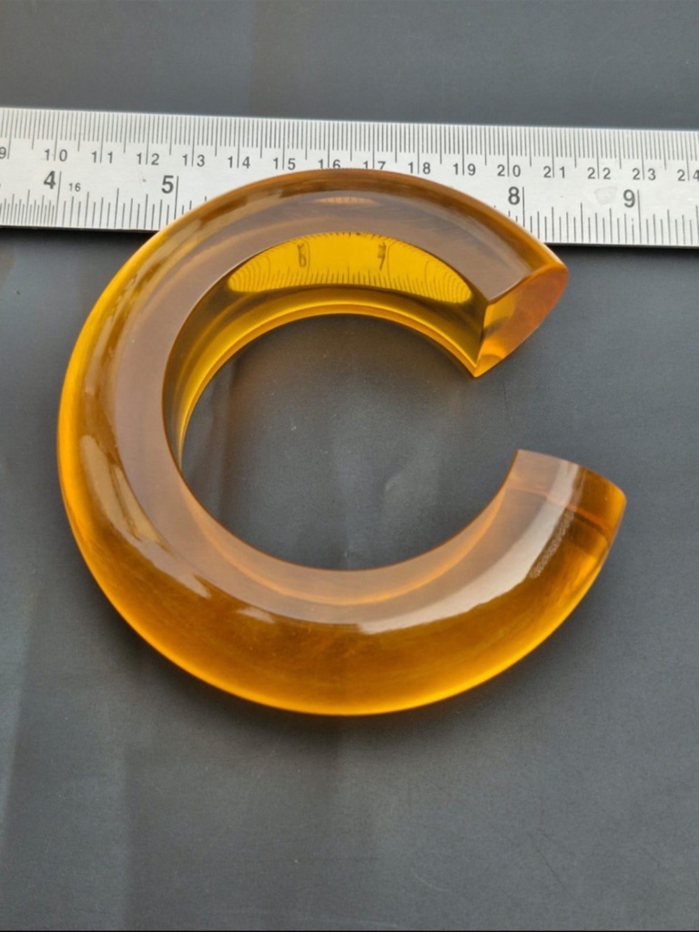Transparent Citrine Resin Cuff Bracelet Bangle - Amber Yellow - Picture 2 of 7